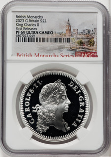 Charles III silver Proof “King Charles II” 2 Pounds (1 oz) 2023 PR69 Ultra Cameo NGC World Coins NGC MS69