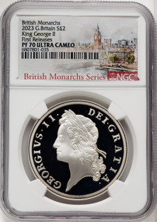 Charles III silver Proof “King George II” 2 Pounds (1 oz) 2023 PR70 Ultra Cameo NGC World Coins NGC MS70