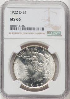 1922-D $1 Peace Dollar NGC MS66