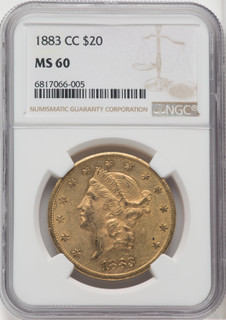 1883-CC $20 Liberty Double Eagle NGC MS60