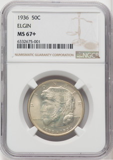 1936 50C Elgin Commemorative Silver NGC MS67+