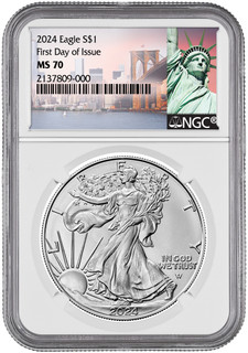 2024 American Silver Eagle FDI NYC Label NGC MS70