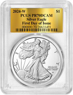 2024-W Proof Silver Eagle FDI Gold Foil Label PCGS PR70 Deep Cameo
