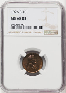 1926-S 1C RB Lincoln Cent NGC MS65