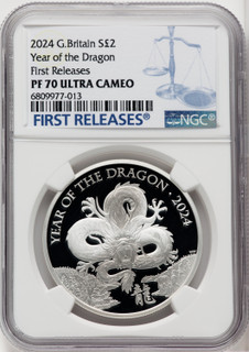 Charles III silver Proof “Year of the Dragon” 2 Pounds 2024 NGC PF70 Charles III silver Proof “Year of the Dragon” 2 Pounds 2024 NGC PF70