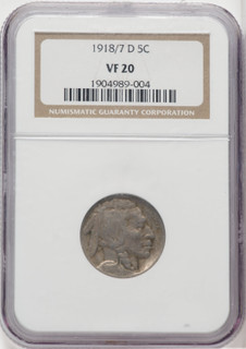 1918/7-D 5C FS-101 Buffalo Nickel NGC VF20