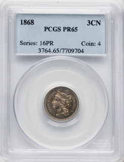 1868 3CN Proof Three Cent Nickel PCGS PR65
