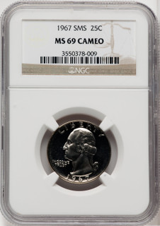 1967 25C SMS CA SMS Washington Quarter NGC MS69