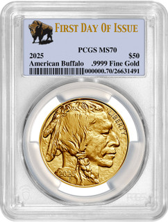 2025 1 oz Gold Buffalo First Day of Issue PCGS MS70 Bison