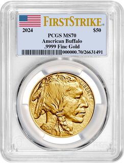 2024 $50 One Ounce Gold Buffalo First Strike PCGS MS70 Flag Label