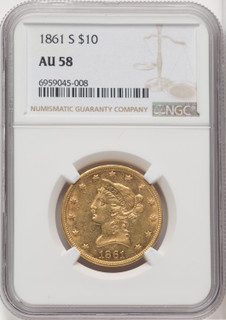 1861-S $10 Liberty Eagle NGC AU58