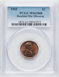 1955 Doubled Die Obverse RB Lincoln Cent PCGS MS63