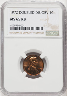1972 1C Doubled Die Obverse RB Lincoln Cent NGC MS65