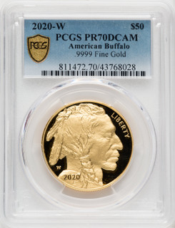 2020-W G$50 Gold Buffalo DCAM Blue Gradient PCGS PR70