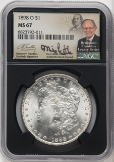 1898-O $1 Mike Castle Blk Core Franklin Series Morgan Dollar NGC MS67