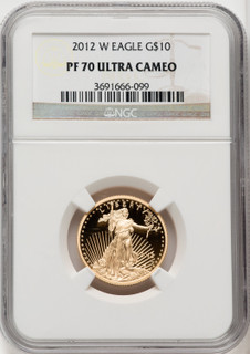 2012-W $10 Quarter-Ounce Gold Eagle Brown Label NGC PF70