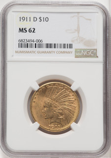 1911-D $10 Indian Eagle NGC MS62