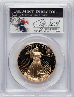 2002-W $50 One-Ounce Gold Eagle PCGS PR70 Philip Diehl Signed