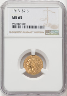 1913 $2.50 Indian Quarter Eagle NGC MS63