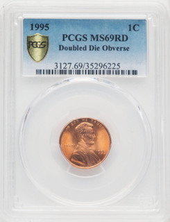 1995 1C DBL DIE RD Lincoln Cent PCGS MS69
