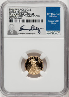 2016-W 4-Coin Set Gold American Eagle ER Blue NGC PF70 Moy Signed