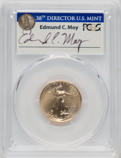 1997 $10 Quarter-Ounce Gold Eagle Moy Ultra High Relief Signature PCGS MS70