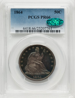 1864 50C CAC Proof Seated Half Dollar PCGS PR66 1864 50C CAC Proof Seated Half Dollar PCGS PR66