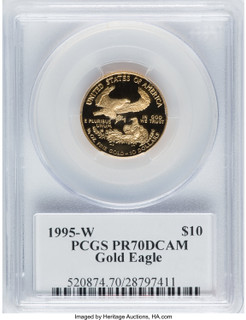 1995-W $10 Quarter-Ounce Gold Eagle Moy Signature PCGS PR70