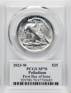 2023-W $25 Palladium Eagle First Day of Issue Paul C. Balan PCGS SP70