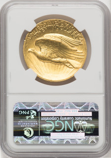 1907 $20 Wire Rim High Relief Double Eagle NGC MS63+