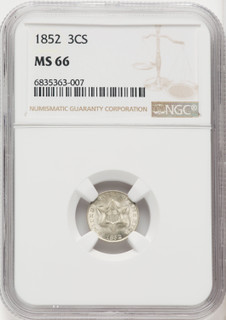 1852 3CS Three Cent Silver NGC MS66 1852 3CS Three Cent Silver NGC MS66