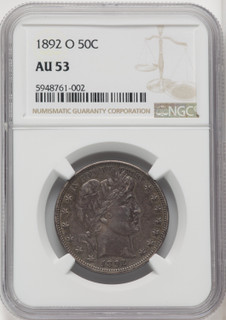 1892-O 50C Barber Half Dollar NGC AU53