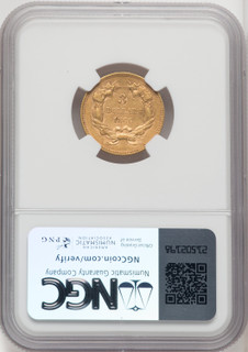 1866 $3 Three Dollar Gold Pieces NGC AU55