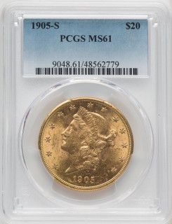 1905-S $20 Liberty Double Eagle PCGS MS61