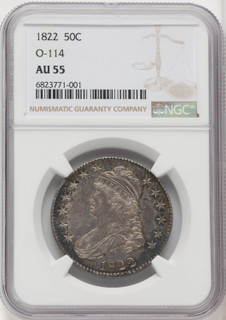 1822 50C O-114 Bust Half Dollar NGC AU55