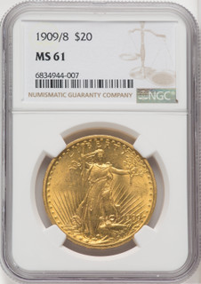 1909/8 $20 Saint-Gaudens Double Eagle NGC MS61