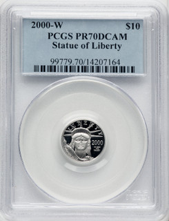 2000-w $10 Tenth-Ounce Platinum Blue Gradient PCGS PR70