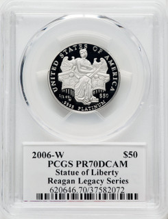 2006-W $50 Half-Ounce Platinum Eagle Statue of Liberty Michael Reagan PCGS PR70