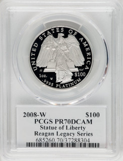 2008-W $100 One-Ounce Platinum Eagle Statue of Liberty Michael Reagan PCGS PR70
