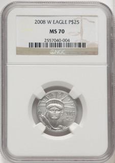 2008-W $25 Quarter-Ounce Platinum Eagle Brown Label NGC MS70