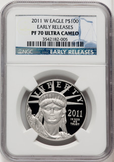 2011-W $100 One-Ounce Platinum Eagle First Strike ER Blue NGC PF70