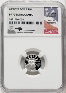 2008-W 4-Coin Set Platinum American Eagles NGC PF70 Mercanti Signed