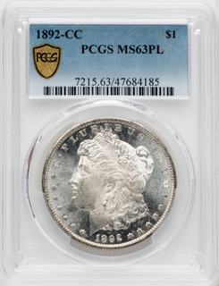 1892-CC $1 PL Morgan Dollar PCGS MS63