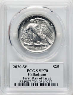 2020-W $25 Palladium Eagle First Day of Issue Cleveland Torch PCGS SP70