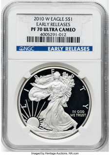 2010-W S$1 Silver Eagle First Strike NGC PF70