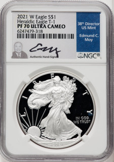 2021-W S$1 Silver Eagle Type One NGC PF70