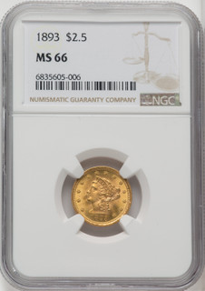 1893 $2.50 Liberty Quarter Eagle NGC MS66