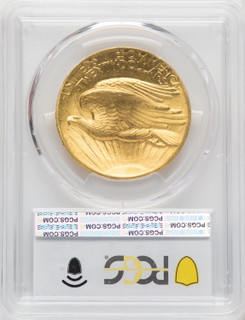 1907 $20 Flat Rim High Relief Double Eagle PCGS MS65