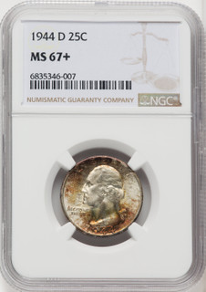 1944-D 25C Washington Quarter NGC MS67+