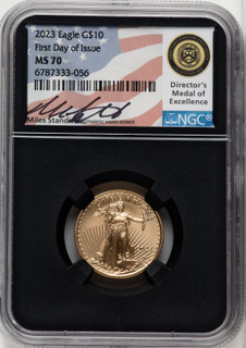 2023 $10 Quarter-Ounce Gold Eagle First Day of Issue FDI Miles Standish NGC MS70